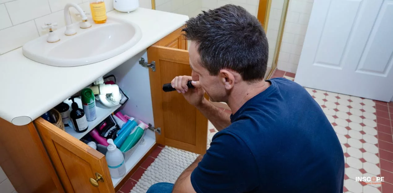 Building inspector examining the interior of a Melbourne home before a property sale